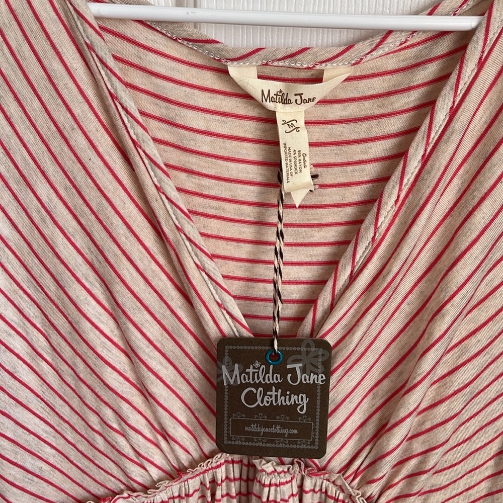 Matilda Jane - Women’s Red Striped Baby Doll Tank Top Size Medium - Picture 3 of 9